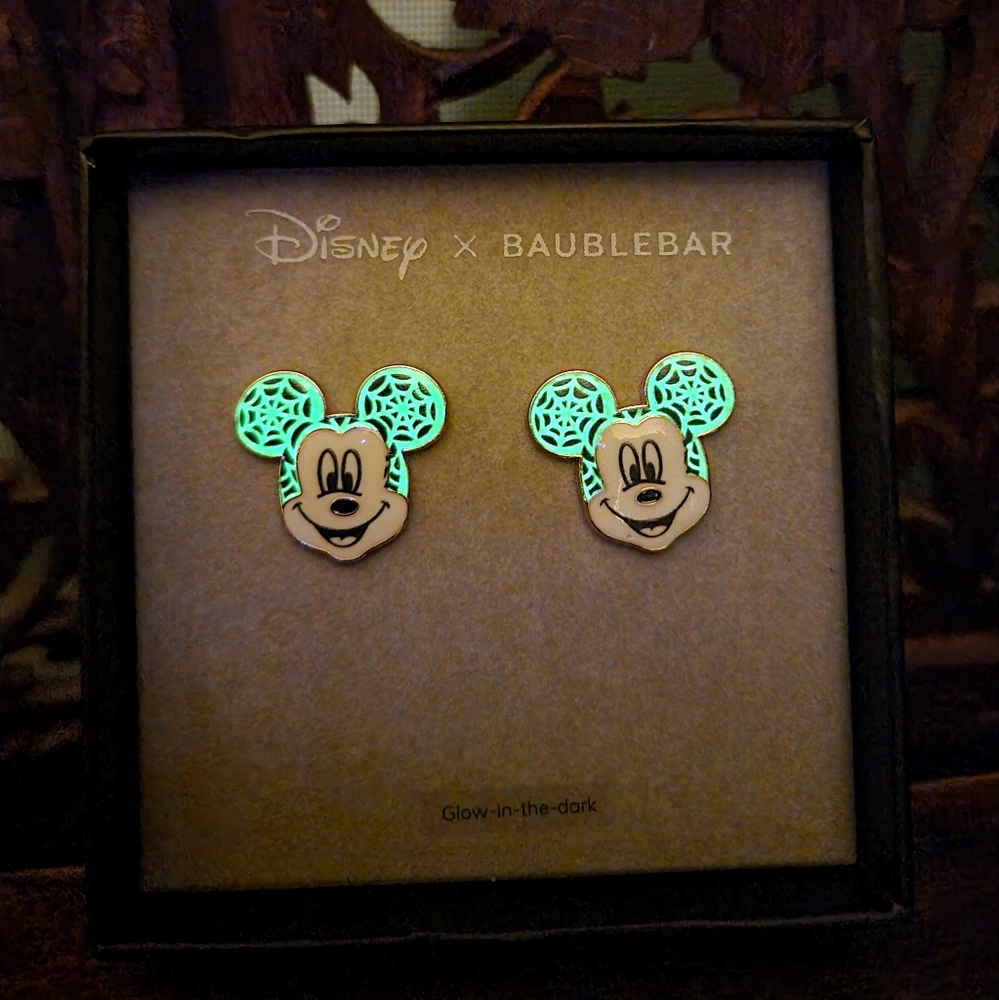 NIB Disney Baublebar Mickey Glow in the Dark Halloween Earrings